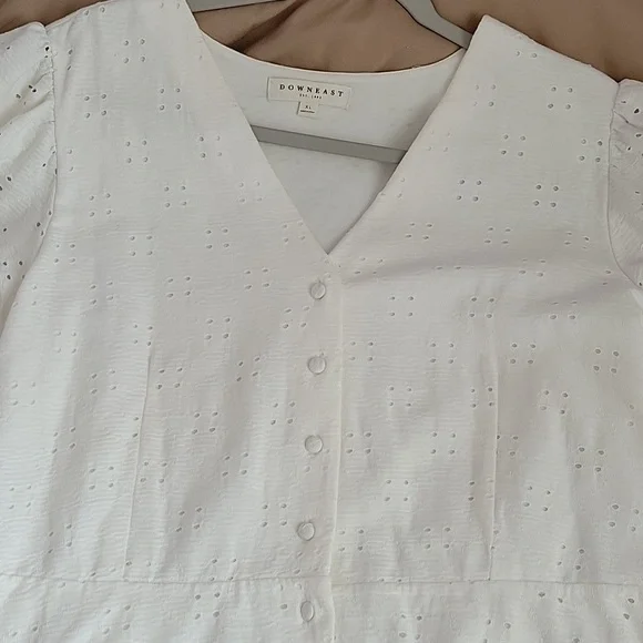 White Eyelet Button-Down Dress - Picture 2 of 5
